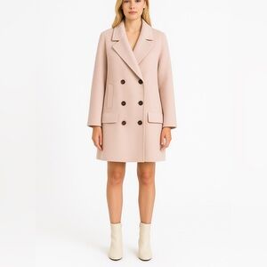 FLL Korea Wool Blend Double-Breasted Coat – Light Beige, Elegant & Minimalist